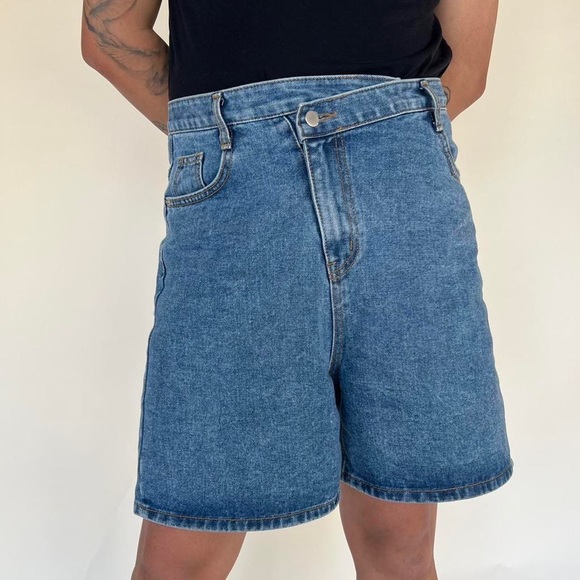 Oak + Fort Crossover Denim Shorts - Picture 1 of 4